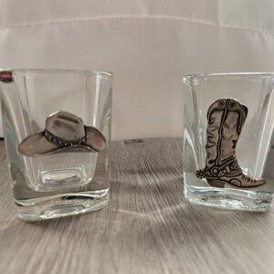 Set of 2 Western square shot glasses